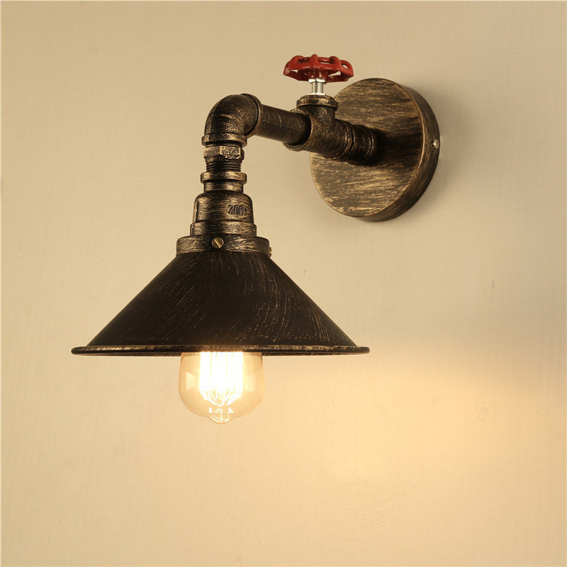 American retro wall lamp, restaurant, bar, coffee shop, clothing store, corridor decoration, wrought iron water pipe wall lamp